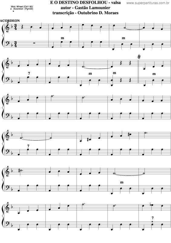 Partitura da música E O Destino Desfolhou v.6