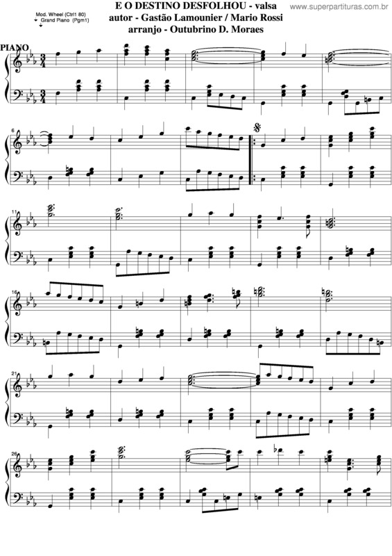 Partitura da música E O Destino Desfolhou v.7