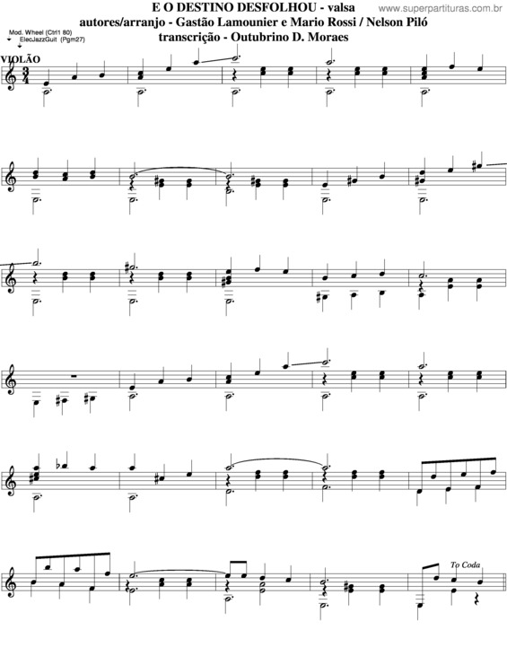 Partitura da música E O Destino Desfolhou v.8