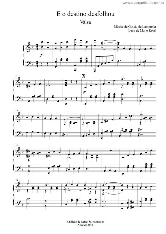 Partitura da música E O Destino Desfolhou v.9