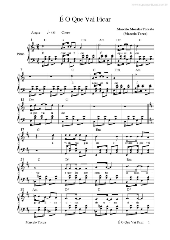 Partitura da música É O Que Vai Ficar