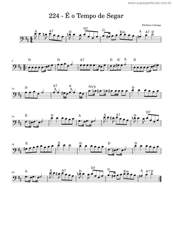 Partitura da música É O Tempo De Segar – Hino Da Harpa Cristã Hino Da Harpa Cristã 224 – É O Tempo De Segar