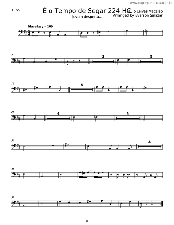 Partitura da música É O Tempo De Segar – Hino Da Harpa Cristã v.3