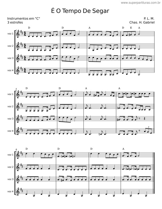 Partitura da música É O Tempo De Segar v.2