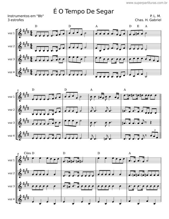 Partitura da música É O Tempo De Segar v.3