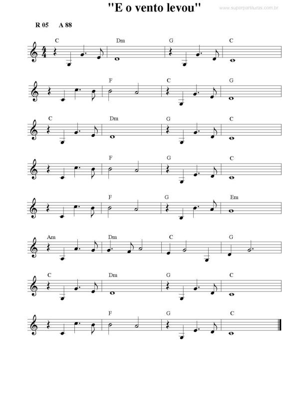 Partitura da música E o Vento Levou