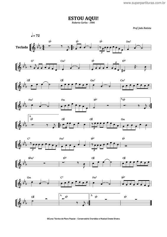 Partitura da música E Por Isso Estou Aqui