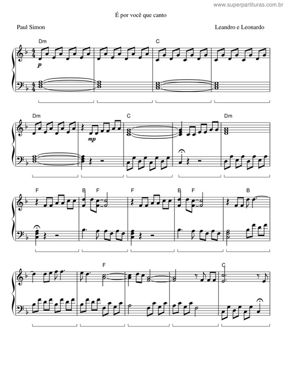 Partitura da música É Por Você Que Canto v.2