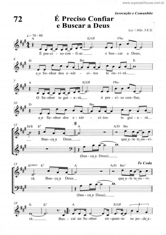 Partitura da música É Preciso Confiar E Buscar A Deus