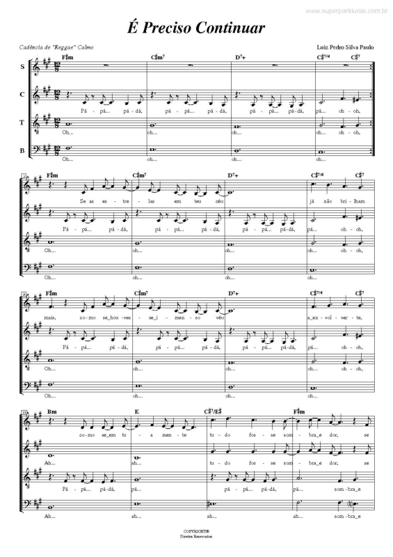 Partitura da música É Preciso Continuar