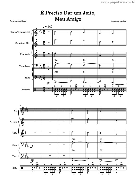 Partitura da música É Preciso Dar Um Jeito, Meu Amigo – Erasmo Carlos