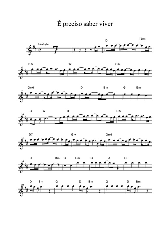 Partitura da música É Preciso Saber Viver v.3