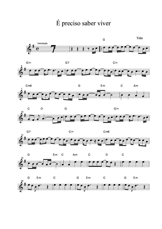 Partitura da música É Preciso Saber Viver v.4