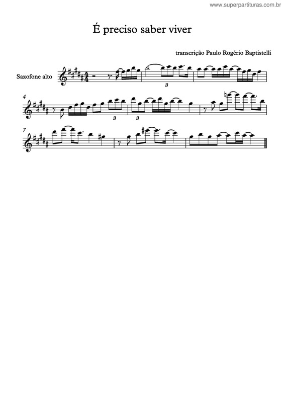 Partitura da música É Preciso Saber Viver v.6