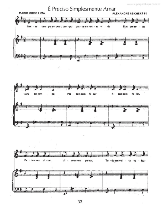 Partitura da música É Preciso Simplesmente Amar