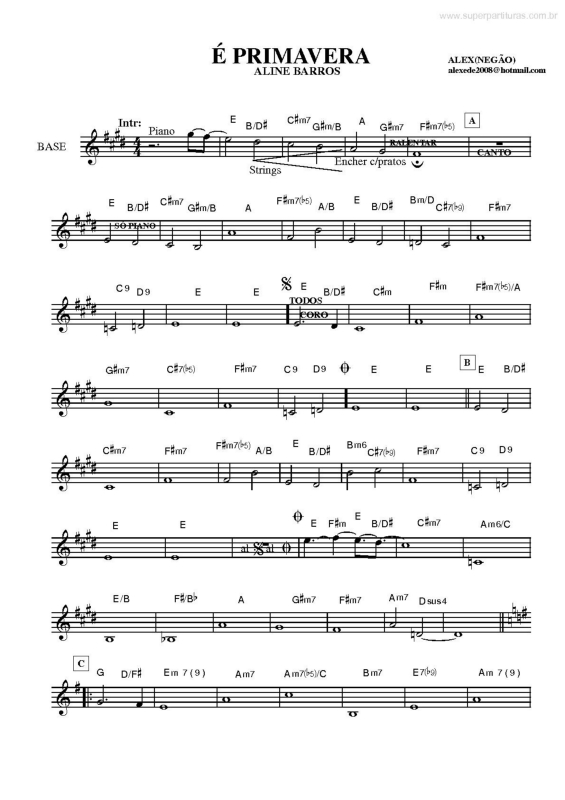 Partitura da música É Primavera