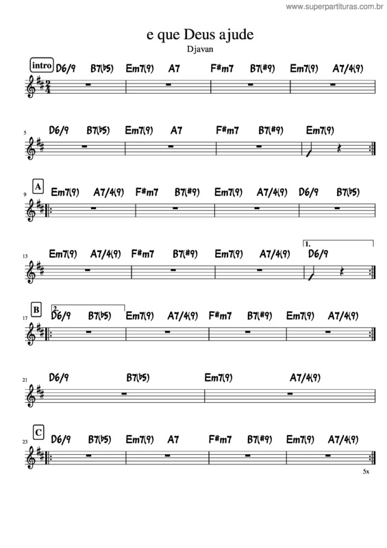 Partitura da música E Que Deus Ajude
