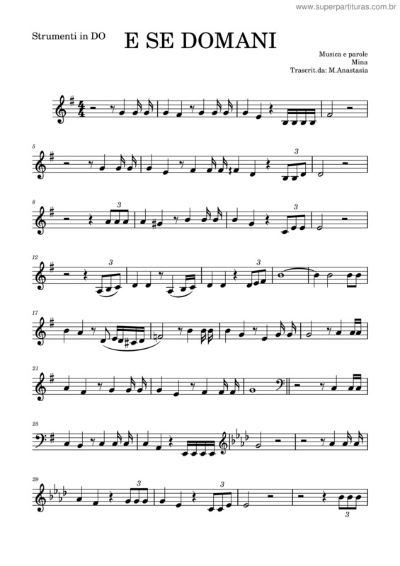 Partitura da música E Se Domani v.2