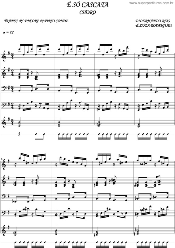 Partitura da música É Só Cascata