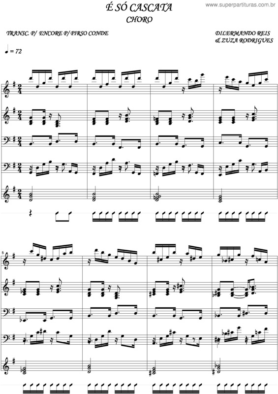 Partitura da música É Só Cascata