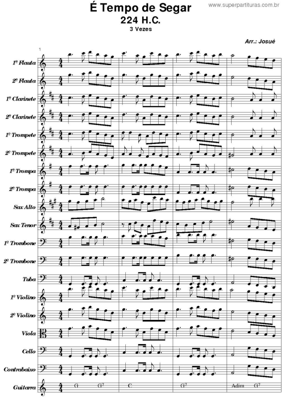 Partitura da música É Tempo De Segar - 224 HC