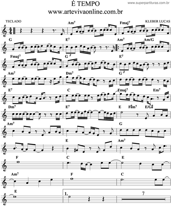 Partitura da música É Tempo