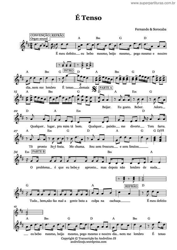 Partitura da música É tenso v.2