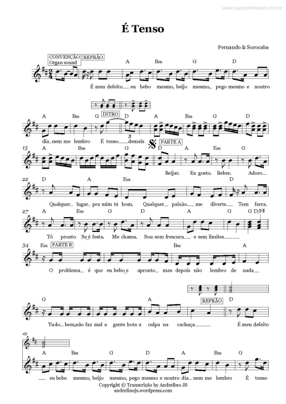 Partitura da música É Tenso