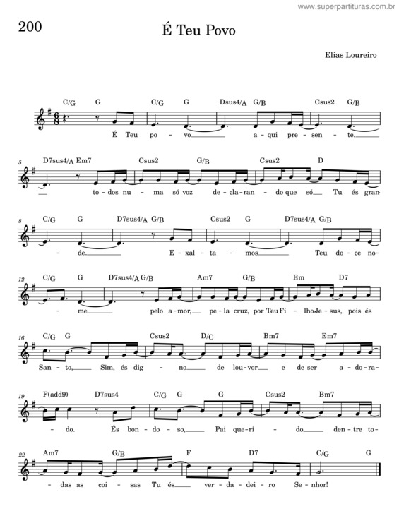 Partitura da música É Teu Povo