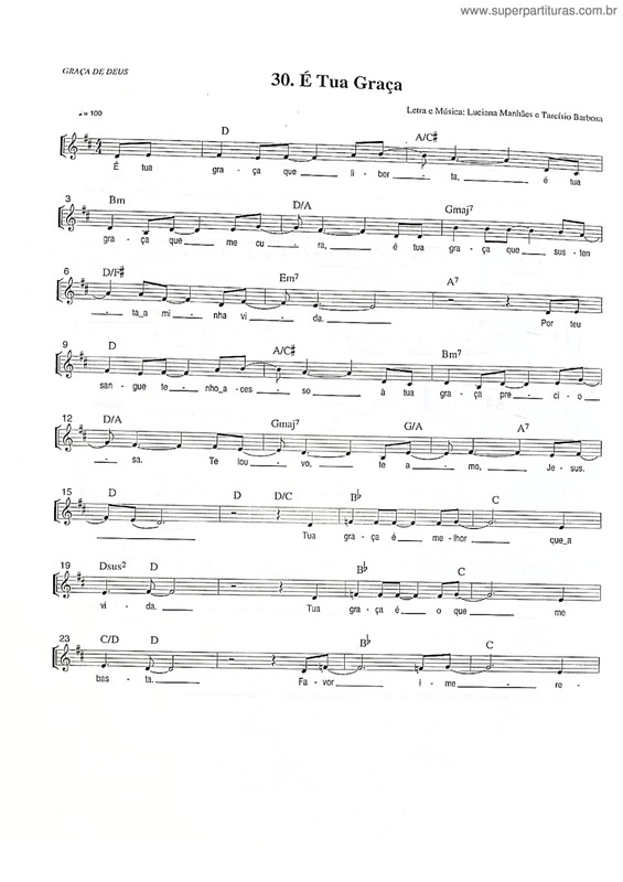 Partitura da música É Tua Graça v.2