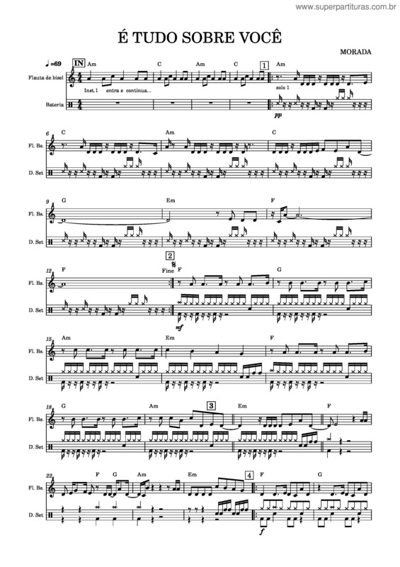 Partitura da música É Tudo Sobre Você – Morada
