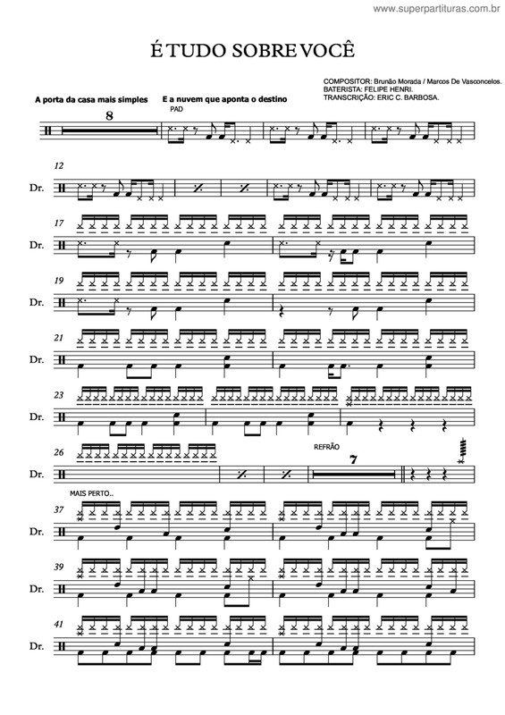 Partitura da música É Tudo Sobre Você