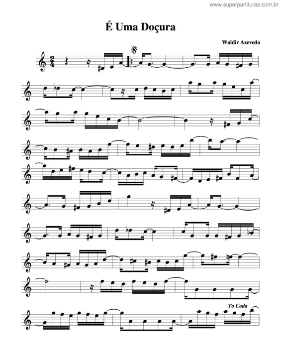 Partitura da música É Uma Doçura