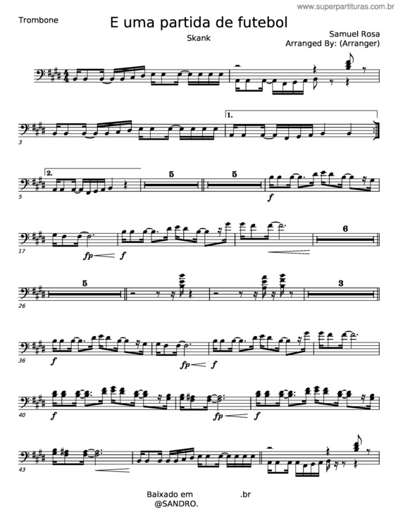Partitura da música E Uma Partida De Futebol – Samuel Rosa