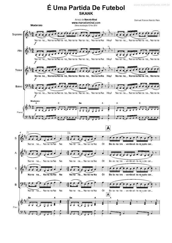 Partitura da música É Uma Partida de Futebol