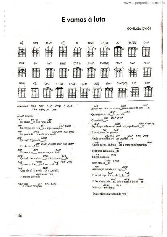 Partitura da música E Vamos À Luta