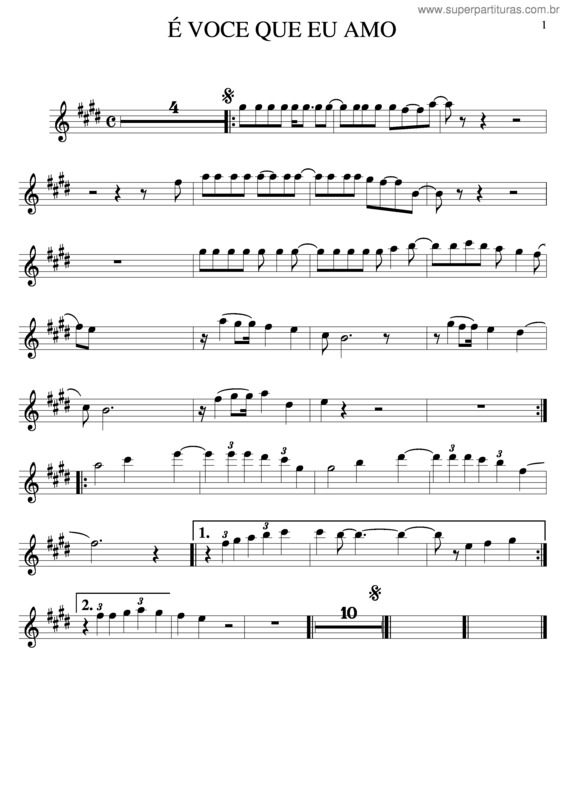 Partitura da música É Você Que Eu Amo