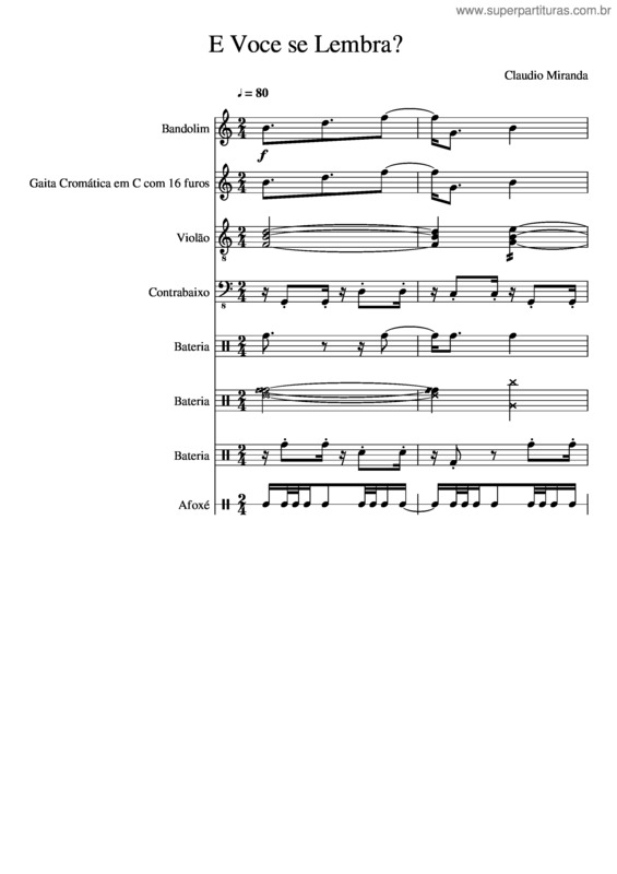 Partitura da música E Voce Se Lembra?