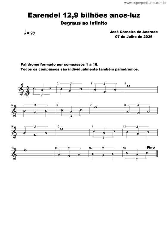 Partitura da música Earendel 12,9 Bilhões Anos-Luz