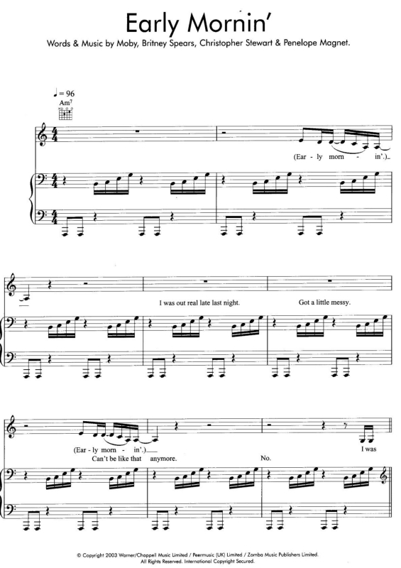 Partitura da música Early Mornin`