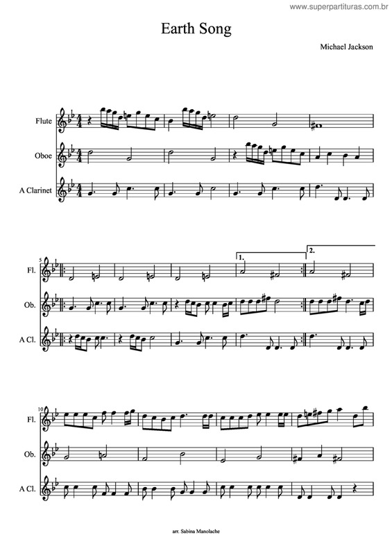 Partitura da música Eart Song