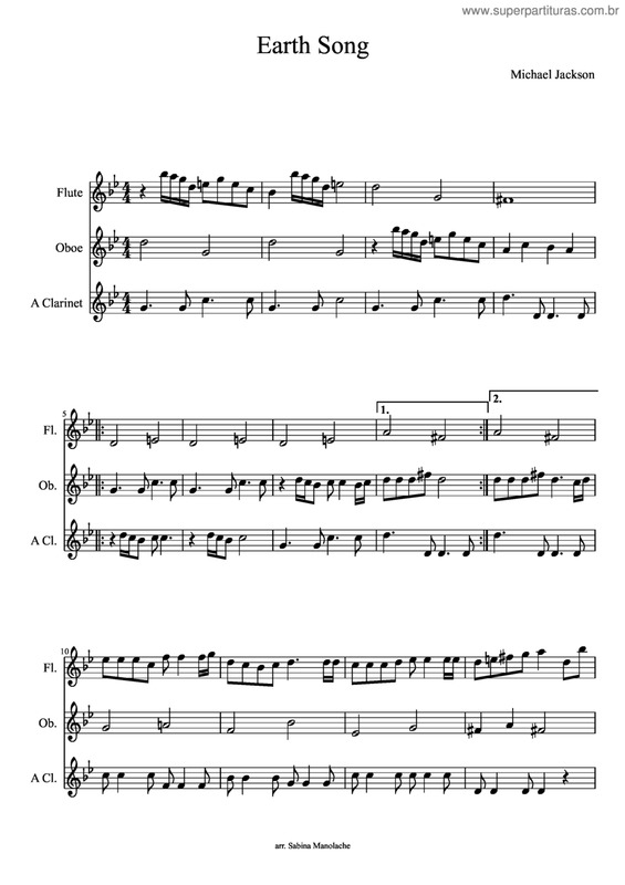 Partitura da música Eart Song