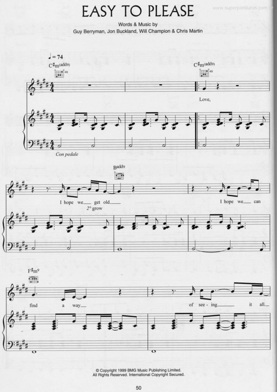 Partitura da música Easy to Please