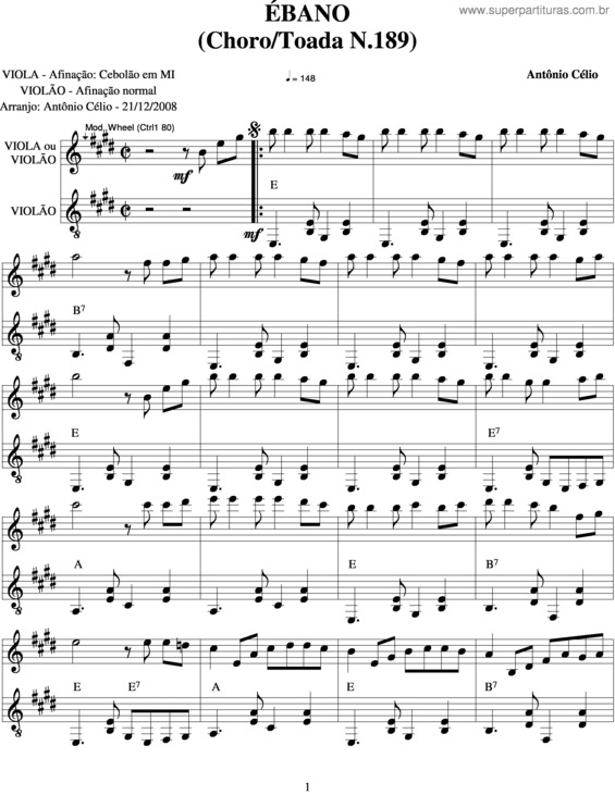 Partitura da música Ebano