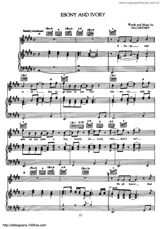 Partitura da música Ebony And Ivory