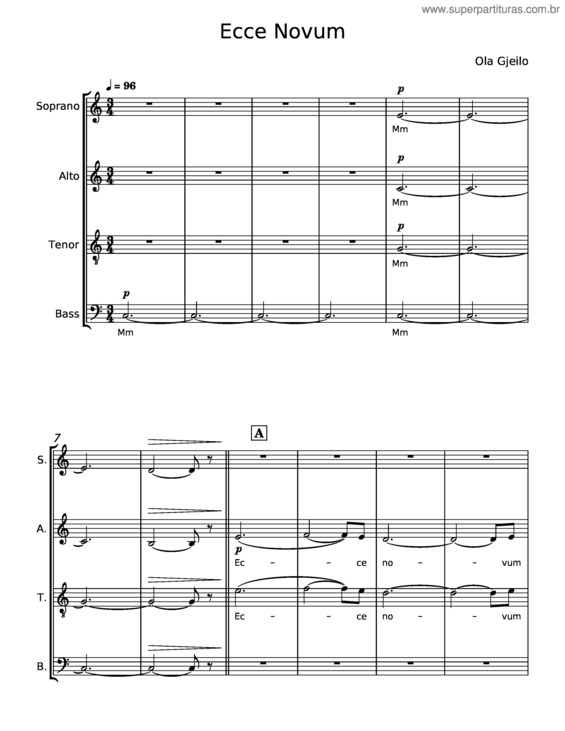 Partitura da música Ecce Novum – Ola Gjeilo