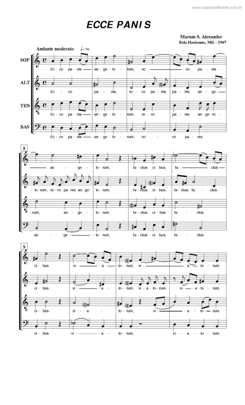 Partitura da música Ecce Panis