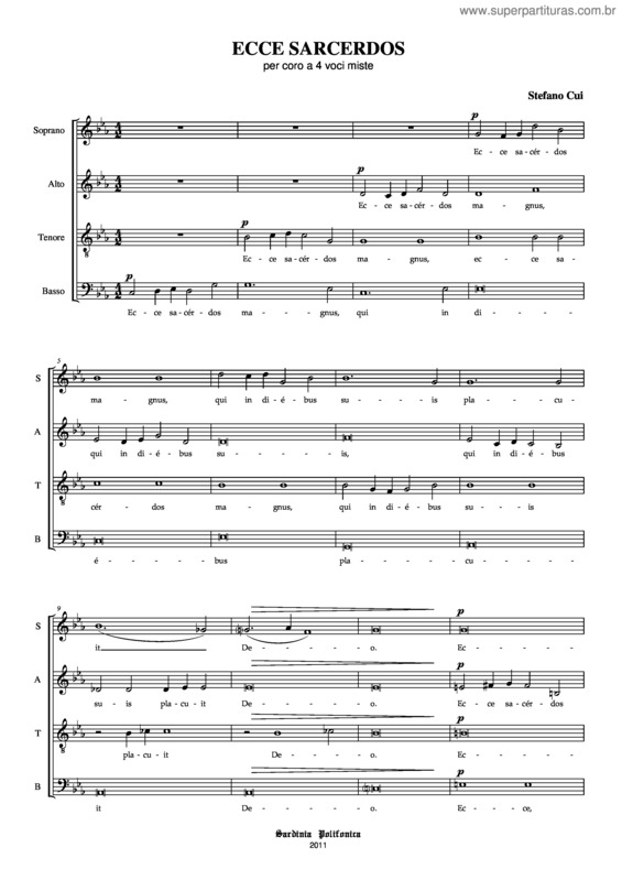 Partitura da música Ecce Sacerdos