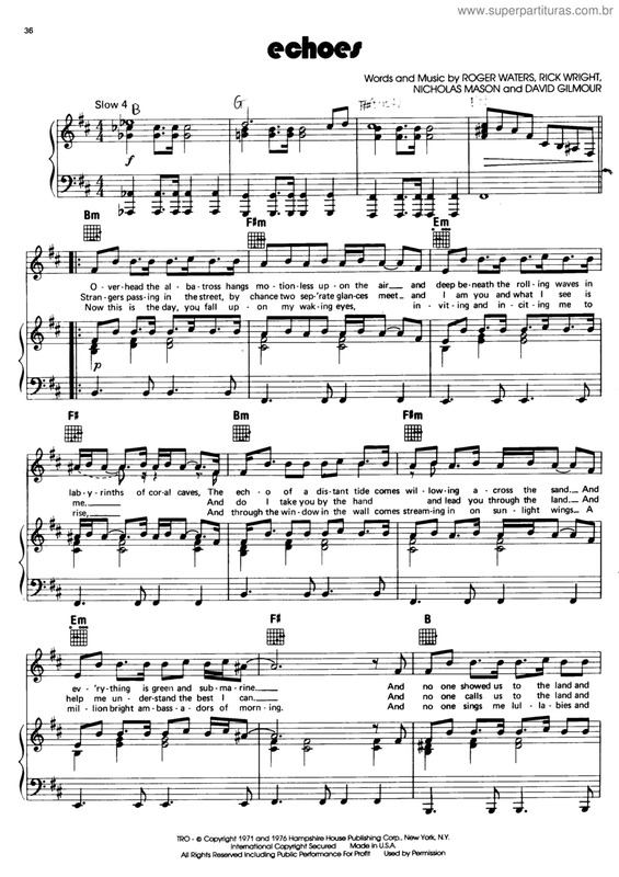 Partitura da música Echoes