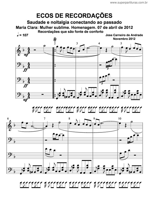 Partitura da música Ecos De Recordações